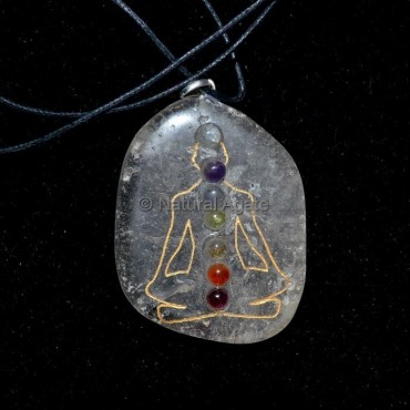 Rose Quartz Seven Chakra Buddah Pendant