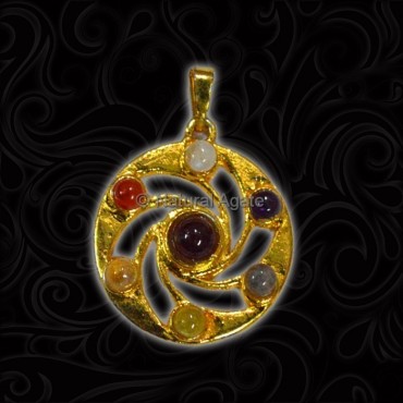 Brass Seven Chakra Pendant With Gold Plated