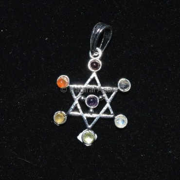 Pentagram 7 Chakra Stone Pendant