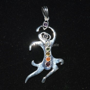 Seven Stones Chakra Metal Pendant