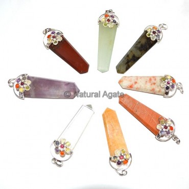 Flower Seven Chakra Assorted Flat Pencil Pendant