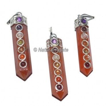 Carnelian Pencil Seven Chakra Pendant