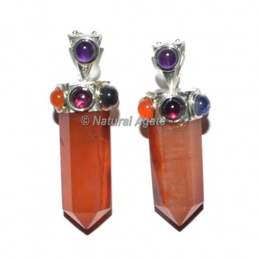 Carnelian Jumbo 7 Chakra Pencil Pendants