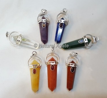 Seven Chakra Double Terminated Pencil Pendants