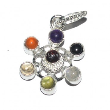 Flower Seven Chakra Metal Pendants