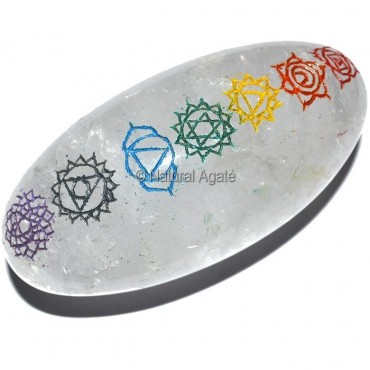 Crystal Quartz Lingam with Color Chakra Symbol