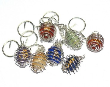 Chakra Tumbled Sankrit Cage Keychain