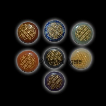 Flower of Life Engraved Chakra Set