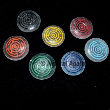 Engraved Color Wheel Quartz Chakra Set