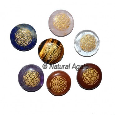 Engraved Flower of Life Chakra Set