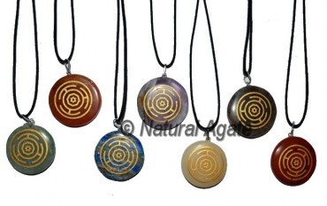 Engraved Wheel Chakra Pendants Set