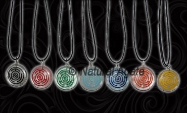 Engraved Color Wheel Quartz Chakra Pendants Set