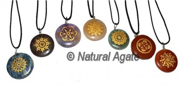 Engraved Traditional Engraved Chakra Pendants Set