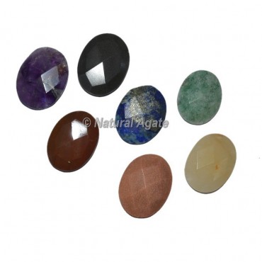 Faceted Seven Chakra Oval Chakra Sets