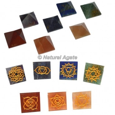 Seven Chakra Engraved Pyramid chakra set