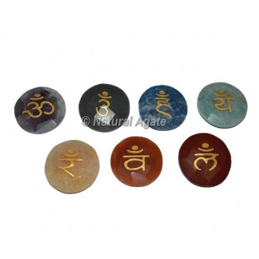 Faceted Engraved Sanskrit Round Chakra set