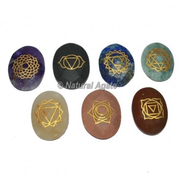 Engraved Faceted Chakra Oval Set