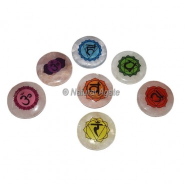 Colorful Rose Quartz Chakra Engraved Sets