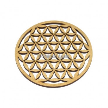 Engraved Flower Of Life Wooden Coaster