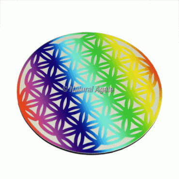 Flower Of Life Seven Chakra Healing Wooden Coaster