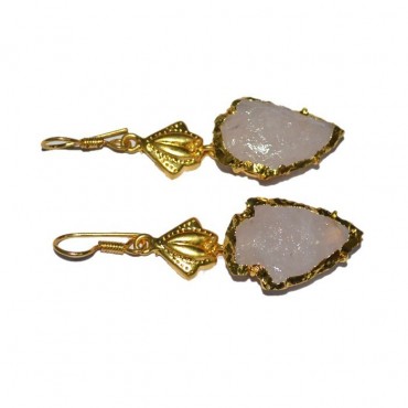 Rose Quartz Fashionable Arrowheads Earrings