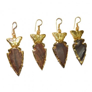 Multi Stones Electroplated Arrowheads Earrings