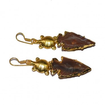 Jasper Electroplated Arrowheads With Turtle Earrings