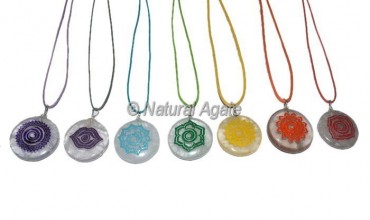 Crystal Quartz Seven Engraved Chakra Pendants