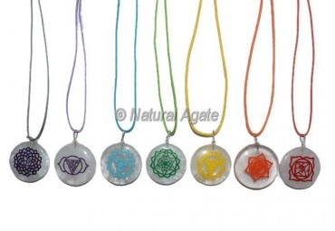 Crystal Quart  Flower Engraved Chakra Pendants