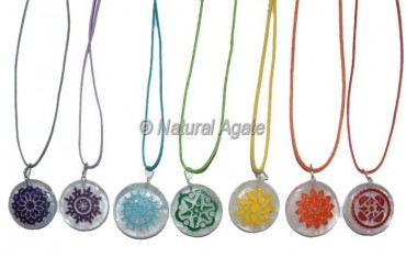 Crystal Quartz Seven Chakra Engraved Pendants