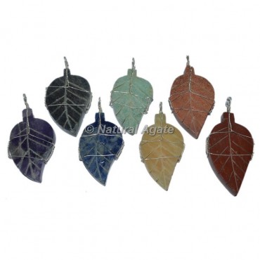 Leaf 7 Chakra Wrap Pendants Set