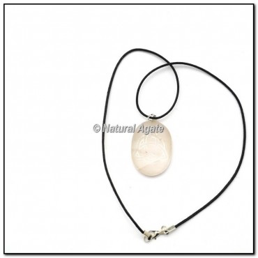 Crystal Quartz Embossed Reiki Oval Pendants