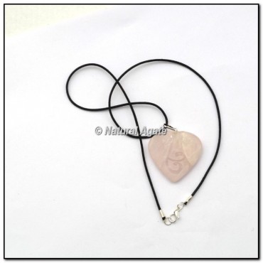 Rose Quartz Heart Embossed Reiki Symbol pendants