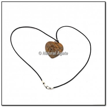 Tiger Eye Stone Heart Emboosed Reiki Pendants