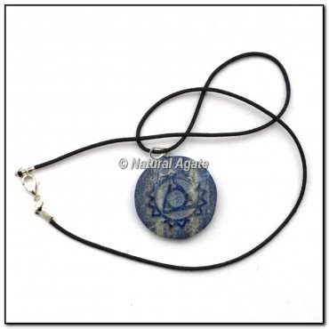 Lapis Lazuli Embossed Throat Symbol Pendants