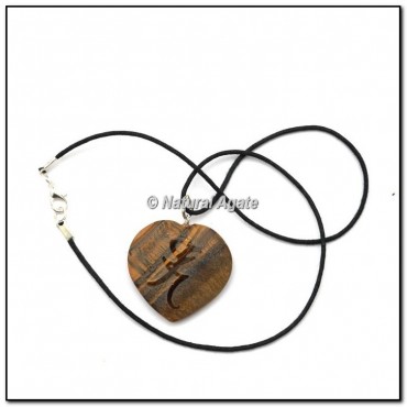 Tiger Eye Heart Embossed Reiki Pendants