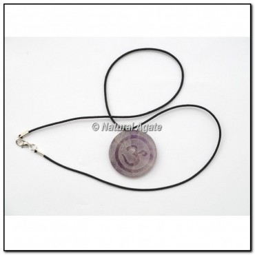 Amethyst Embossed Om Disc Pendants