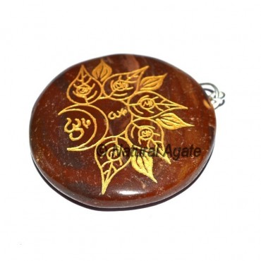 Red Jasper Engraved Disc Pendants