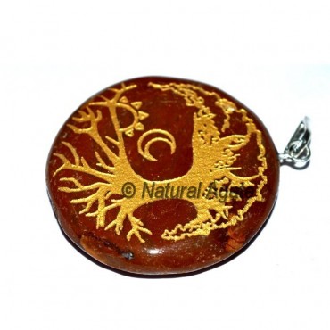 Red Jasper Big Tree Engraved Pendants