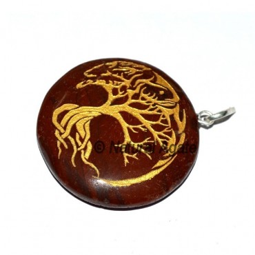 Black Jasper Engraved Tree Pendants