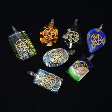 Mix Shape Glass Pentagram Pendants