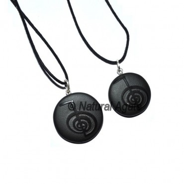 Black Agate Embossed Choko ReikI Pendants