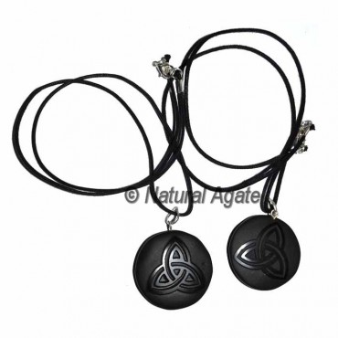 Black Agate Embossed Reiki Symbol Pendants