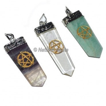 Pentagram Star Engraved Pencil Pendants