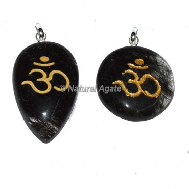 Black Rutile Om pendants