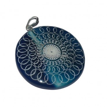 Engraved Round Design Disc Pendants