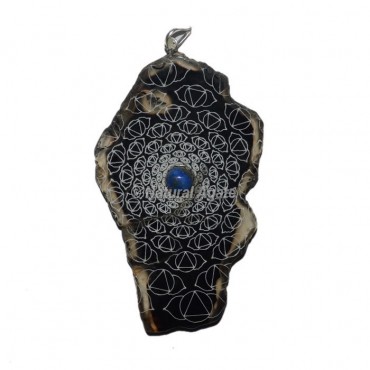 Engraved Brow chakra Slice Pendants