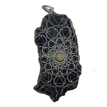 Engraved Solar Chakra Slice Pendants