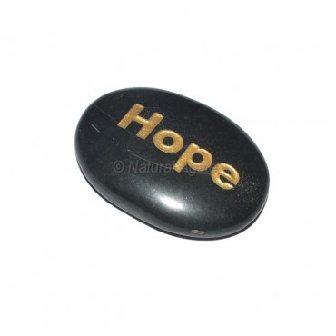 Black Agate Hope Engraved Stone