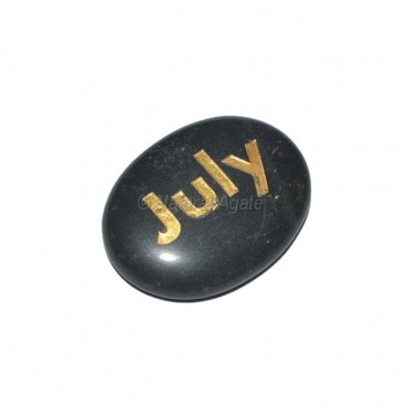 Black Agate July  Engraved Stone